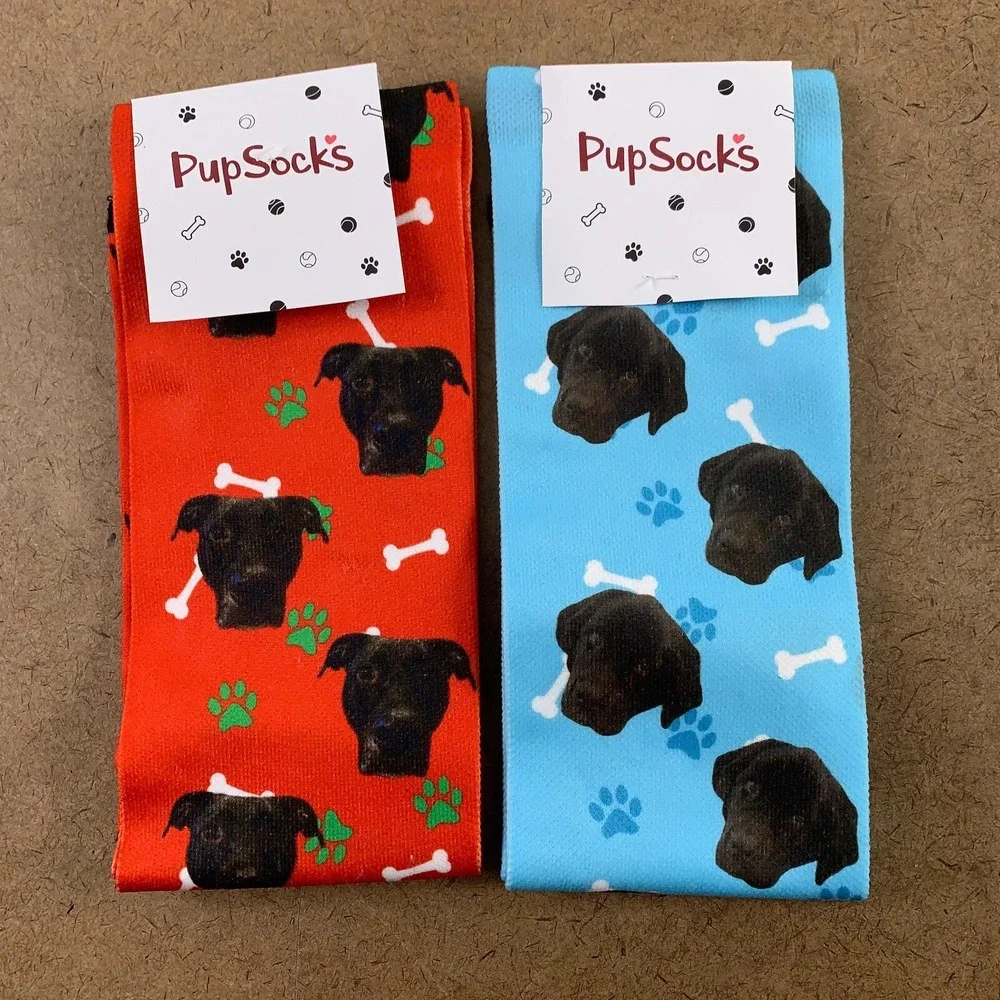 PupSocks Adult Unisex One Size Colorful Printed Crew Socks 2 Pairs NWT